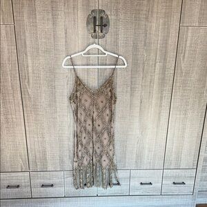 Zara Gold Embroidered Tull Dress